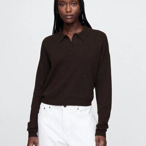 GAP Small CashSoft Relaxed Polo Sweater (Brown)
